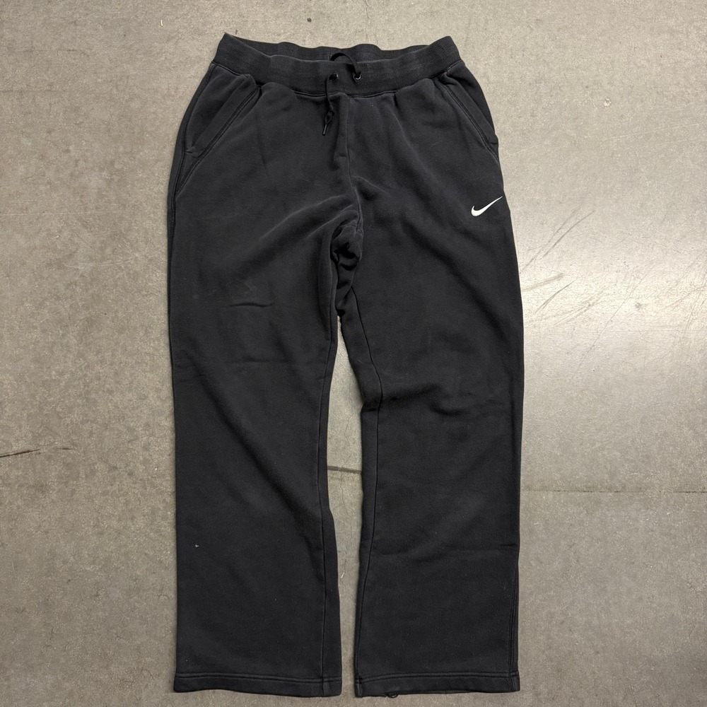 Nike Mens Fleece Sweatpants Black Straight Leg Drawstring Size Large 4328